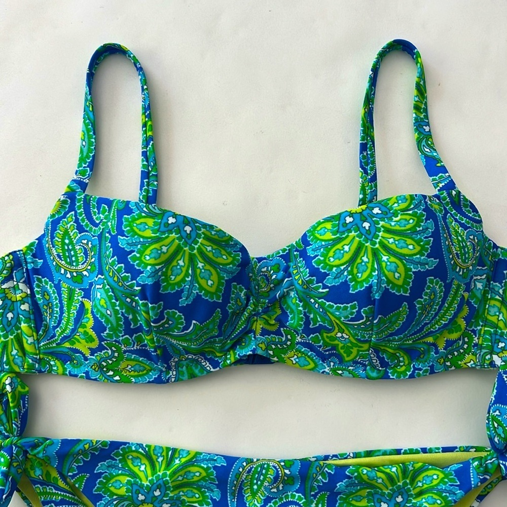 CALZEDONIA COBEY Bikini Paisley Blue and Green Sz Small - Picture 2 of 7